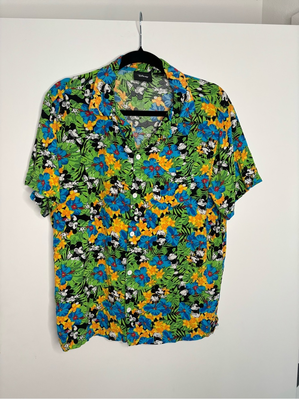 Disney Tropical Mickey Button-Down Shirt - Green Blue Yellow Black